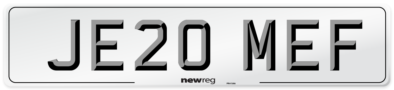 JE20 MEF Number Plate from New Reg